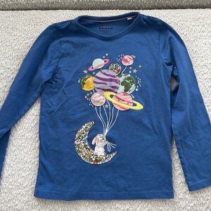 Mini Boden Kids Long Sleeve Shirt with Planet Balloon Design